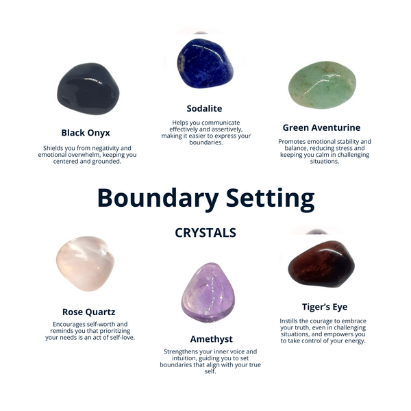 BOUNDARY SETTING Crystal Set, Black Onyx, Sodalite, Green Aventurine, Rose Quartz, Amethyst, Tigers Eye, Healing Crystals and Stones, Gems