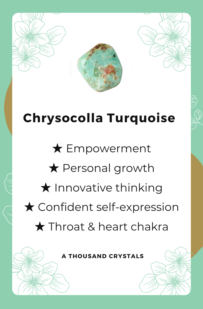 CHRYSOCOLLA TURQUOISE, B Grade, Crystals, Crystal Healing Crystal for Communication, Creativity, and
