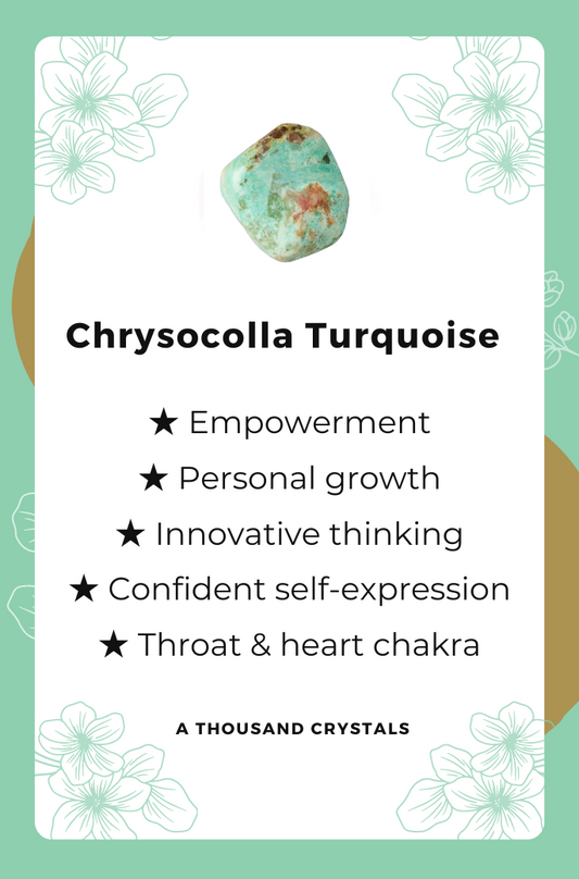 CHRYSOCOLLA TURQUOISE, A Grade, Crystals, Crystal Healing Crystal for Communication, Creativity, and Empowerment