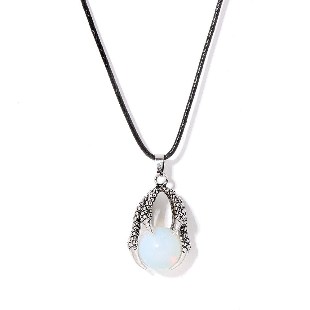 Gemstone Dragon Claw Pendant Necklace