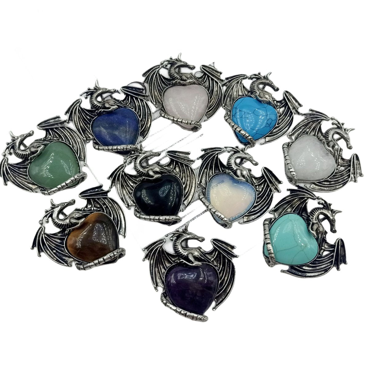 Gemstone Dragon Heart Pendant Necklace