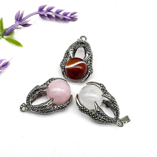 Gemstone Dragon Claw Pendant Necklace