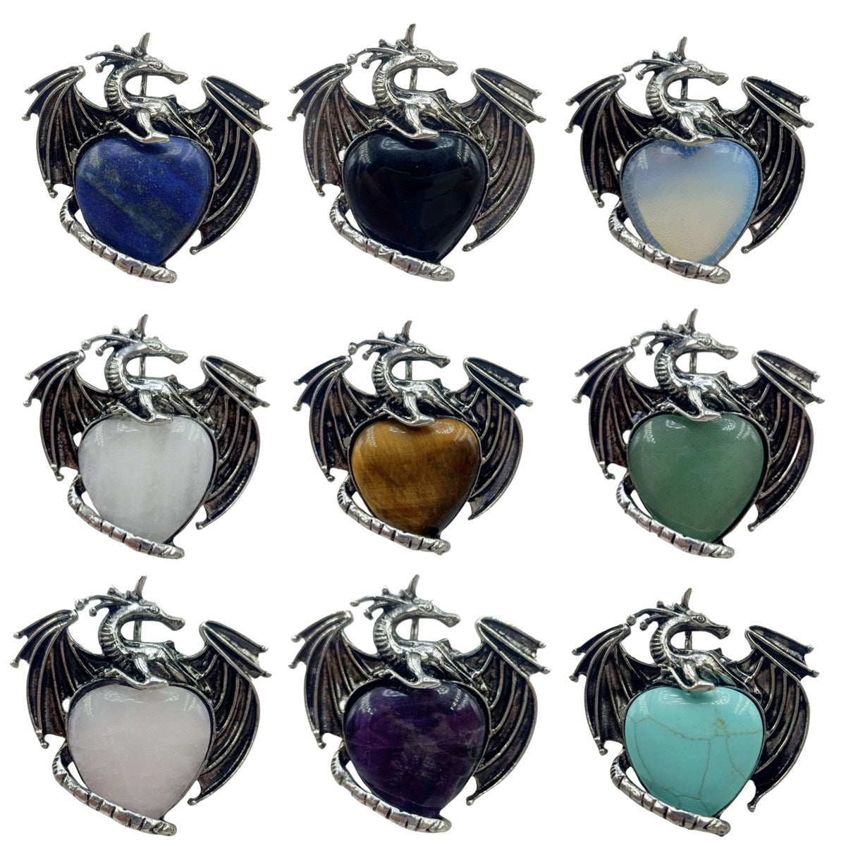 Gemstone Dragon Heart Pendant Necklace