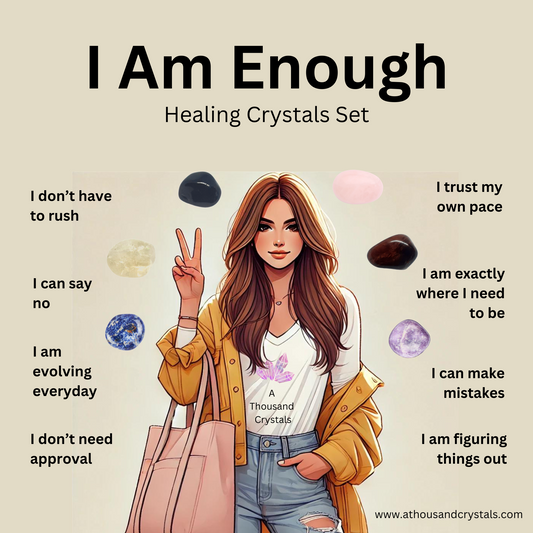I AM ENOUGH Crystal Set – 6 Healing Stones for Self-Worth, Confidence & Emotional Balance | Self-Love Gift | Empowerment Crystals, Gemstones