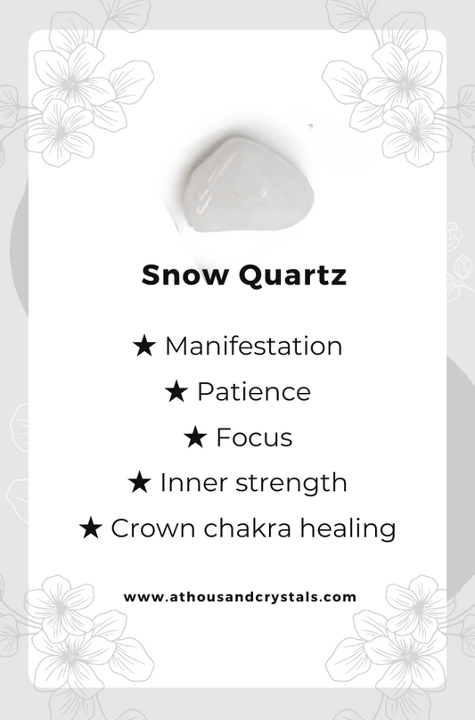SNOW QUARTZ CRYSTAL Healing Crystals, Tumbled Stones, Gemstones, Loose, Natural, Raw, Reiki, Infused, Crown Chakra, Manifestation, Focus