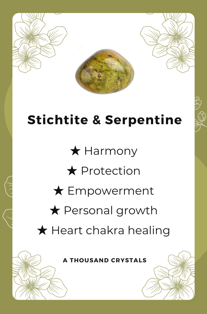 STICHTITE & SERPENTINE, Crystals, Healing Crystal for Harmony, Protection, Empowerment, Spiritual Growth, Emotional Balance, Large Crystal