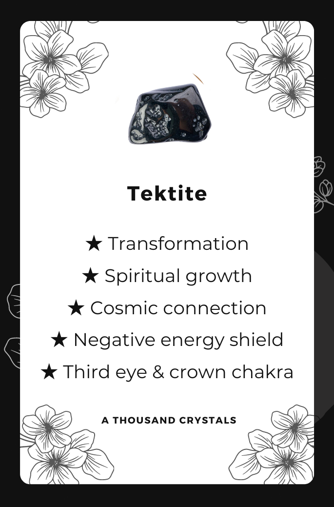 TEKTITE, Crystals, Healing Crystal for Transformation, Protection, Cosmic Connection, Gemstones, Stones