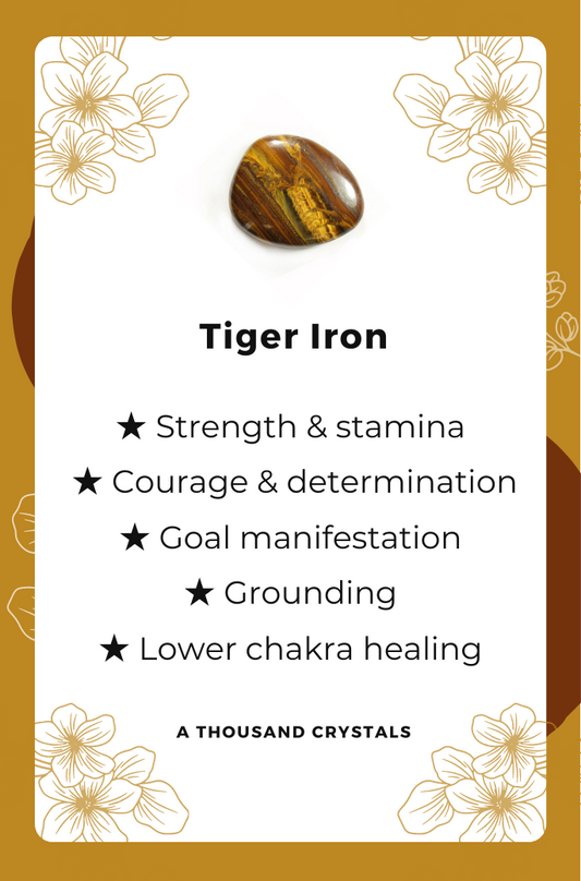 TIGER IRON, Crystals, Healing Crystal for Strength, Vitality, Goal Manifestation, Persistence, Stamina, Strength, Determination, Energy
