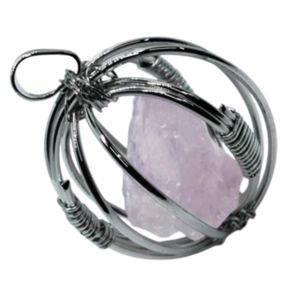 Rose Quartz in Cage Pendant Necklace