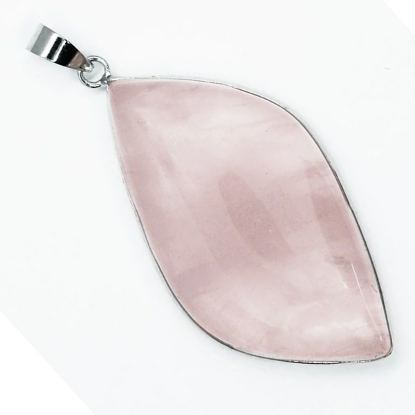 Rose Quartz Leaf Pendant Necklace