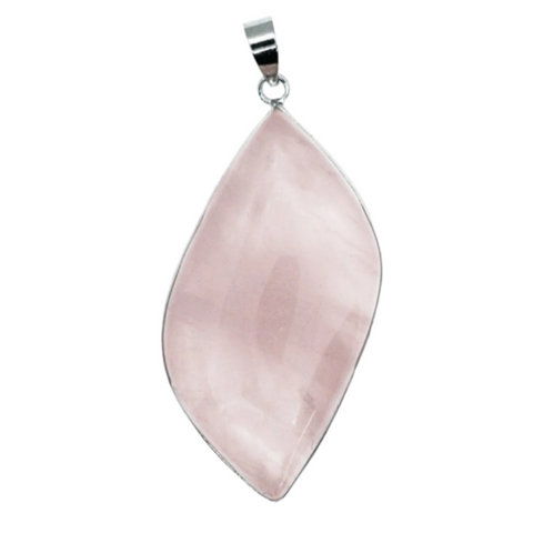 Rose Quartz Leaf Pendant Necklace