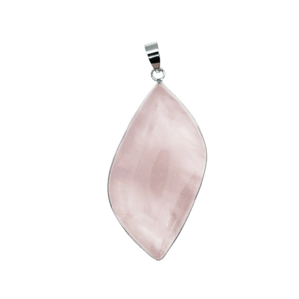 Rose Quartz Leaf Pendant Necklace