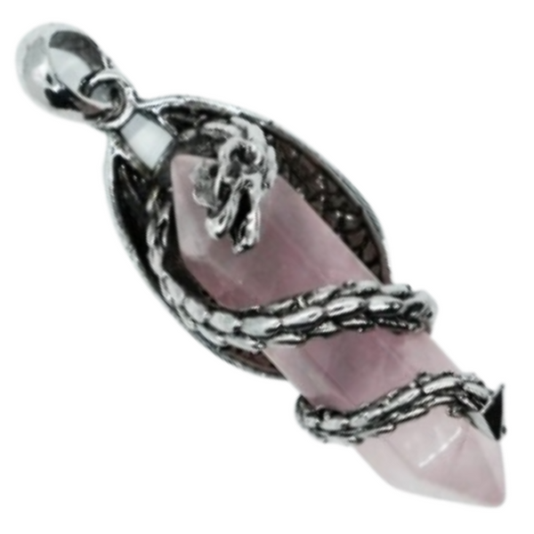 Rose Quartz Dragon Pendant Necklace