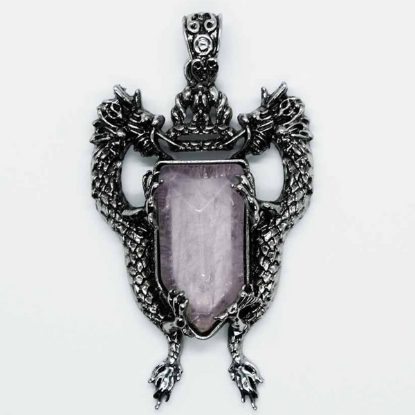 Rose Quartz Dragon Pendant Necklace