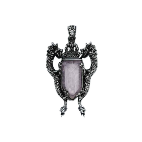 Rose Quartz Dragon Pendant Necklace