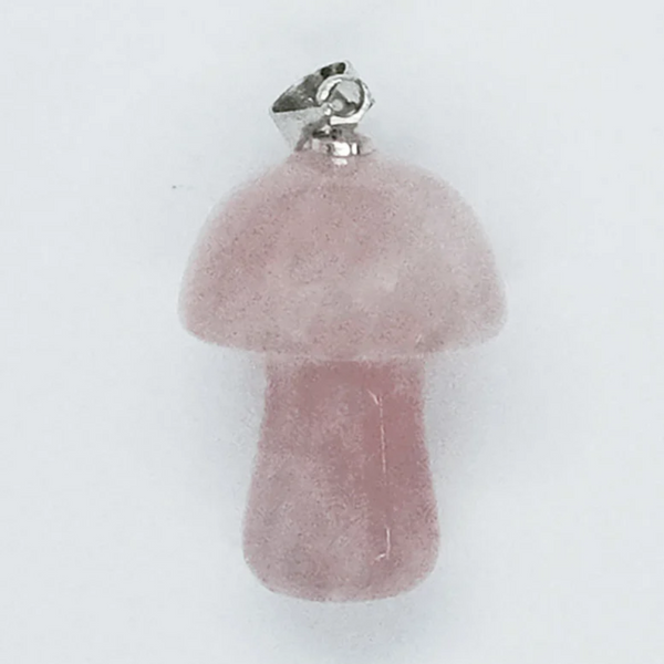 Rose Quartz Mushroom Pendant Necklace