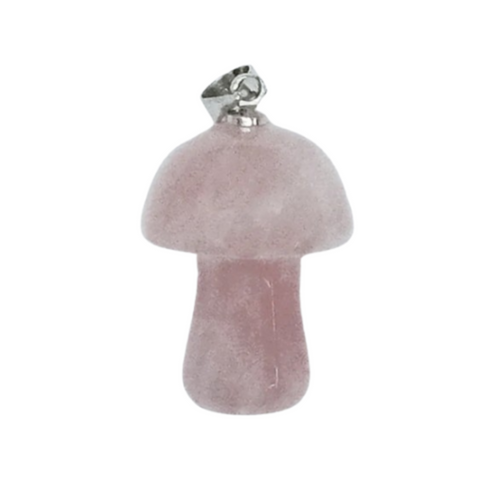 Rose Quartz Mushroom Pendant Necklace