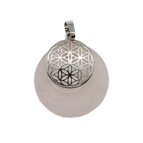 Rose Quartz Donut Tree of Life Pendant Necklace