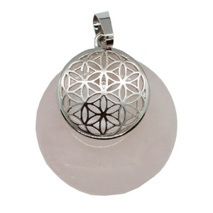 Rose Quartz Donut Flower of Life Pendant Necklace