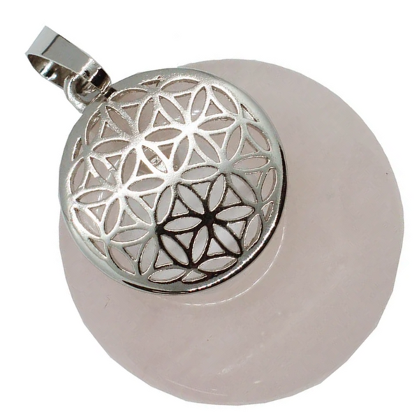 Rose Quartz Donut Flower of Life Pendant Necklace