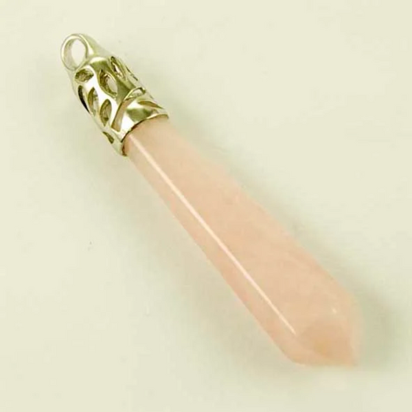 Rose Quartz Hexagonal wand Pendant Necklace