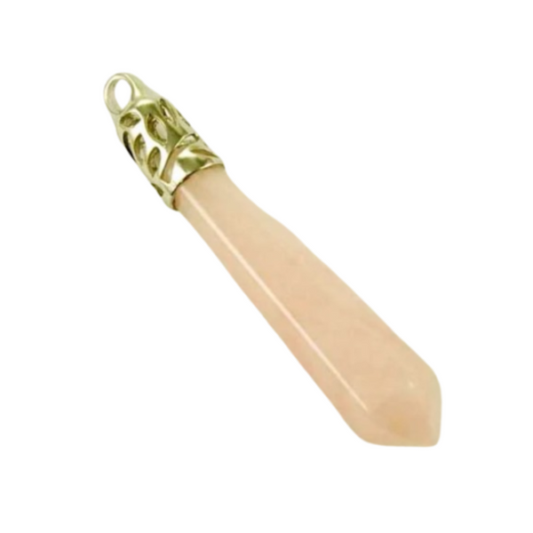 Rose Quartz Hexagonal wand Pendant Necklace