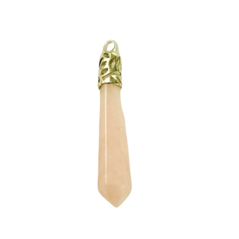 Rose Quartz Hexagonal wand Pendant Necklace