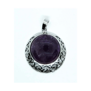 Amethyst Round Pendant Necklace