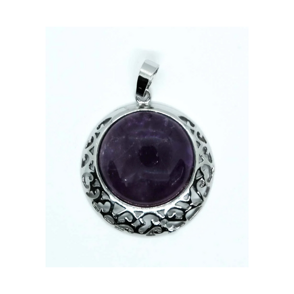 Amethyst Round Pendant Necklace