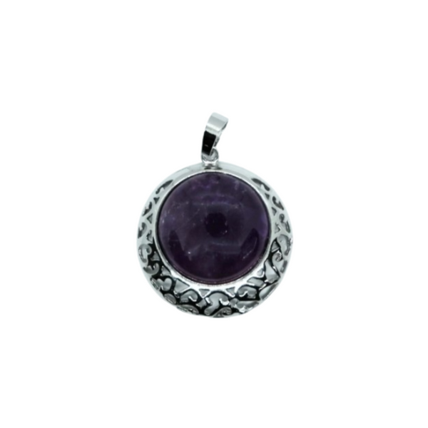 Amethyst Round Pendant Necklace