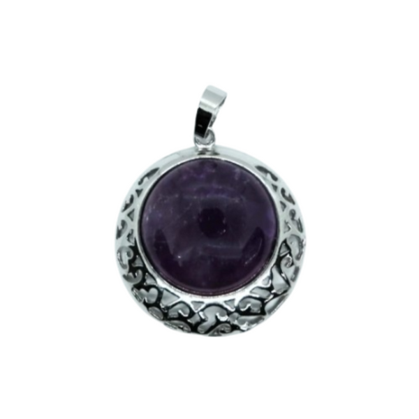 Amethyst Round Pendant Necklace