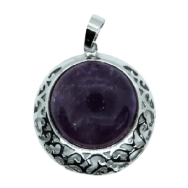 Amethyst Round Pendant Necklace