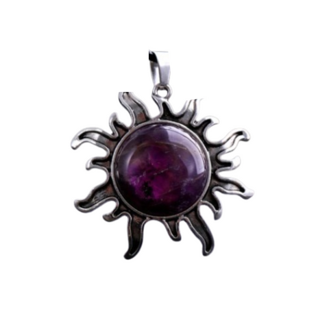 Amethyst Sun Pendant Necklace