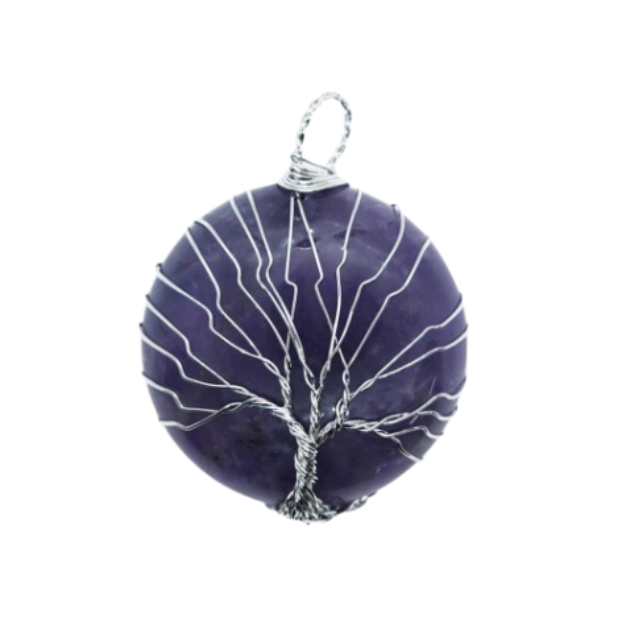 Amethyst Round Tree of Life Pendant Necklace