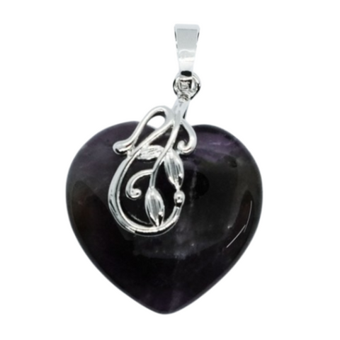 Amethyst Heart Flower Pendant Necklace