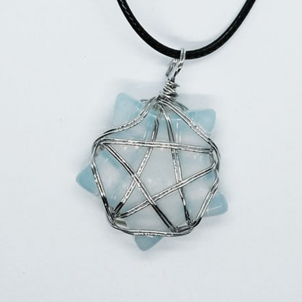Opalite Star Pentagram Pendant Necklace