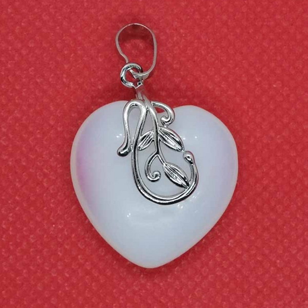 Opalite Flowery Heart Pendant Necklace
