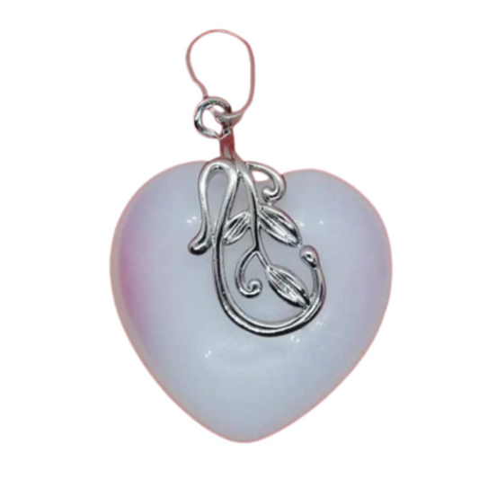 Opalite Flowery Heart Pendant Necklace