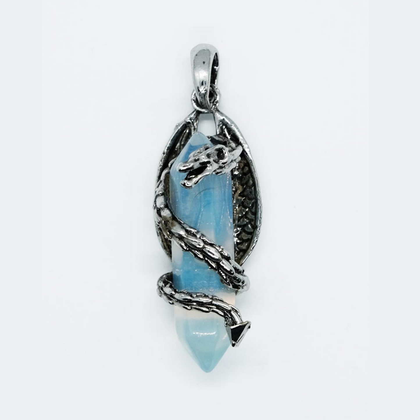 Opalite Dragon Wand Pendant Necklace