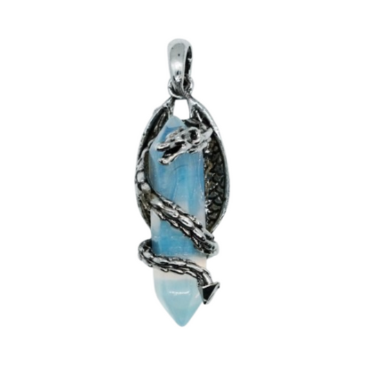 Opalite Dragon Wand Pendant Necklace