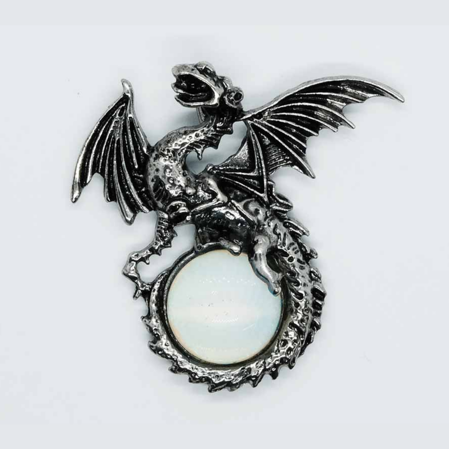 Opalite Dragon on Ball Pendant Necklace