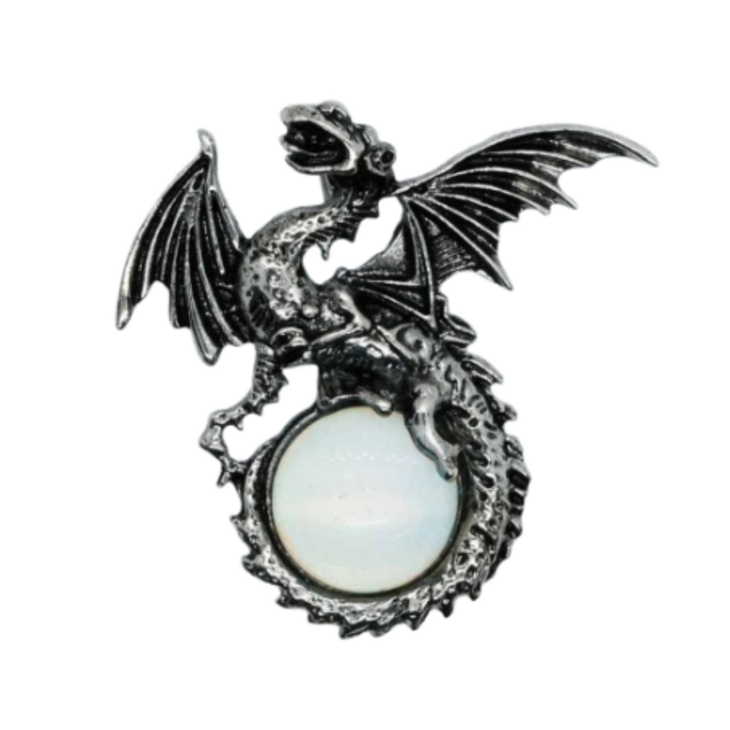 Opalite Dragon on Ball Pendant Necklace
