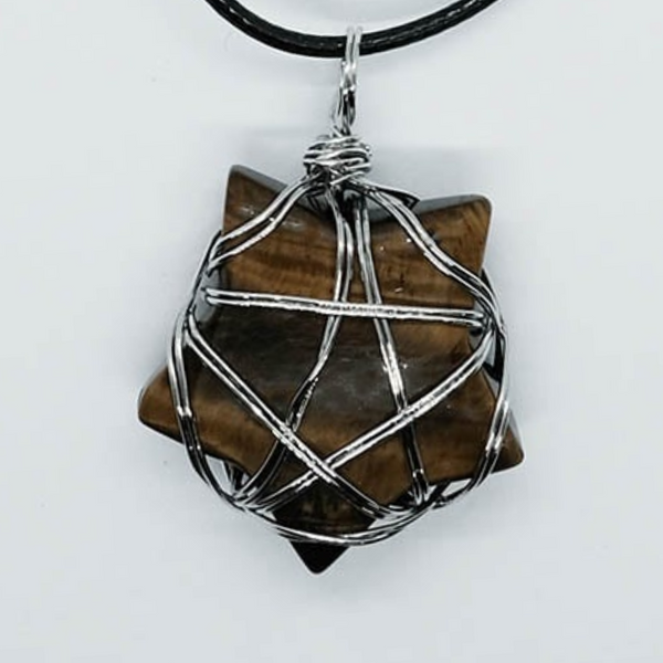 Tiger's Eye Star Pentagram Pendant Necklace