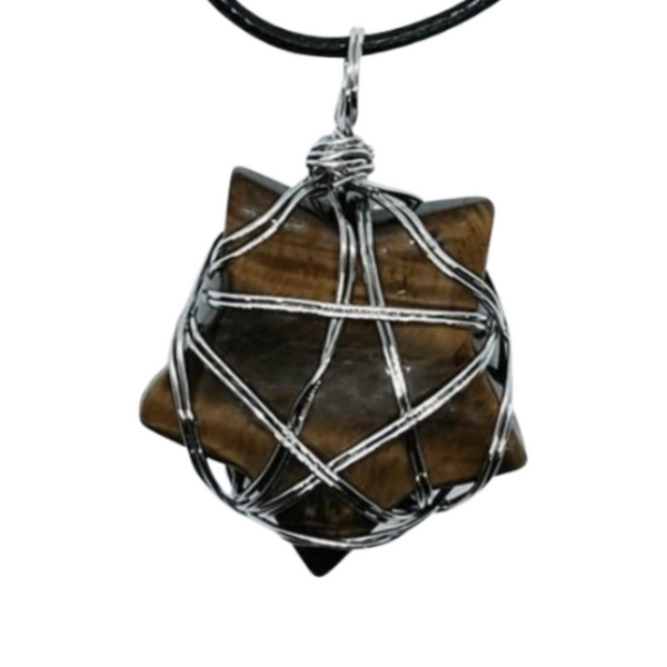 Tiger's Eye Star Pentagram Pendant Necklace