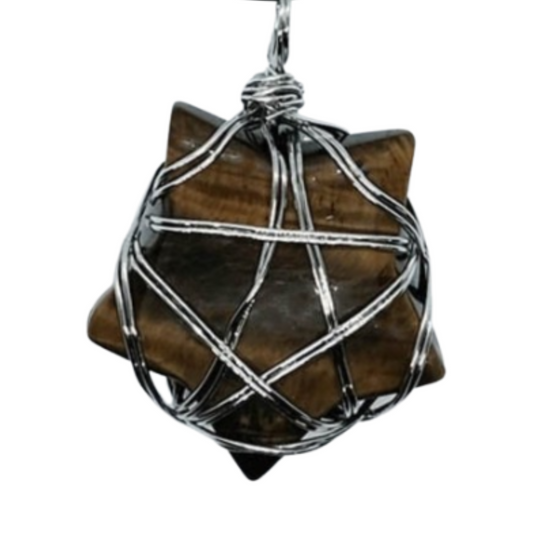 Tiger's Eye Star Pentagram Pendant Necklace