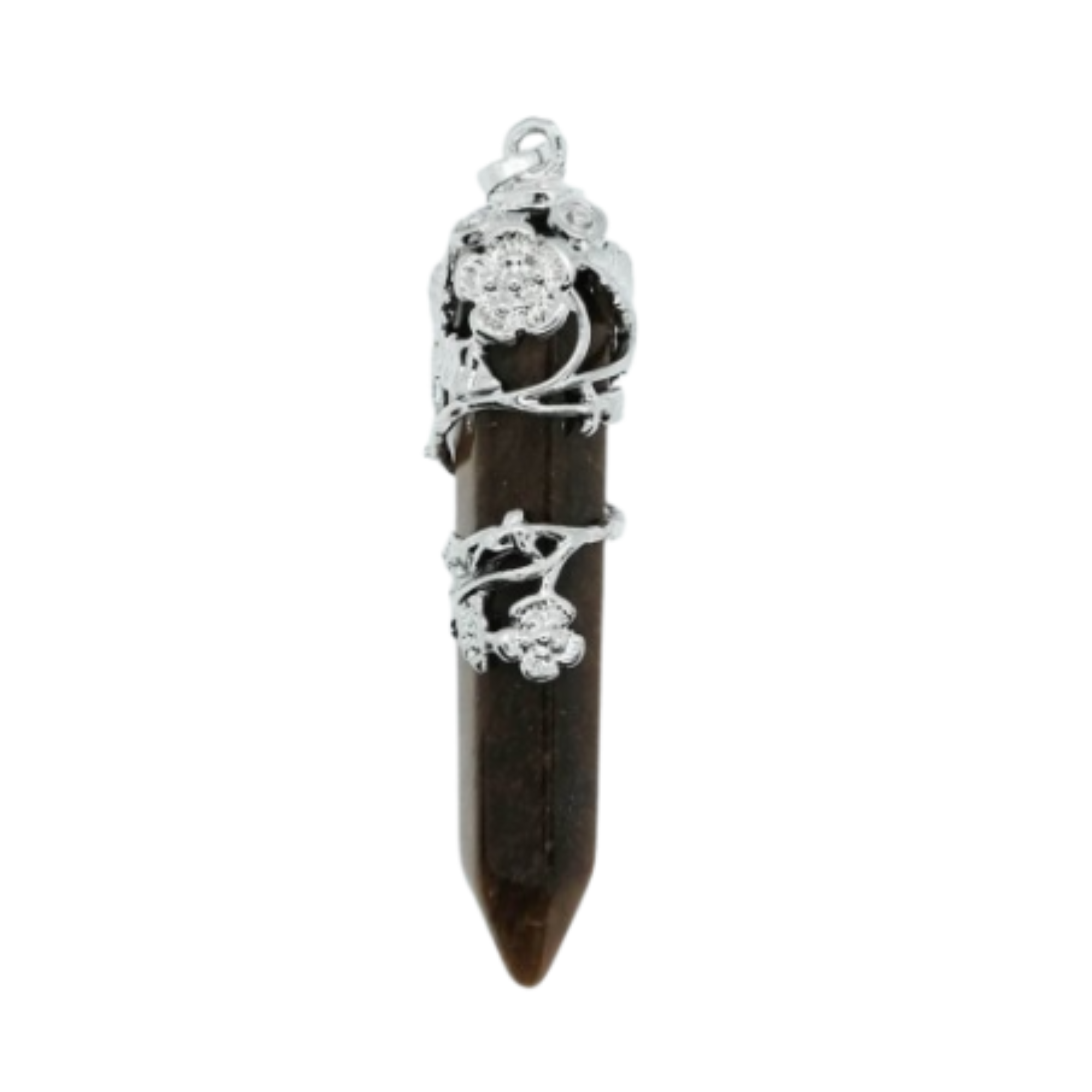 Tiger's Eye Flower Wand Pendant Necklace