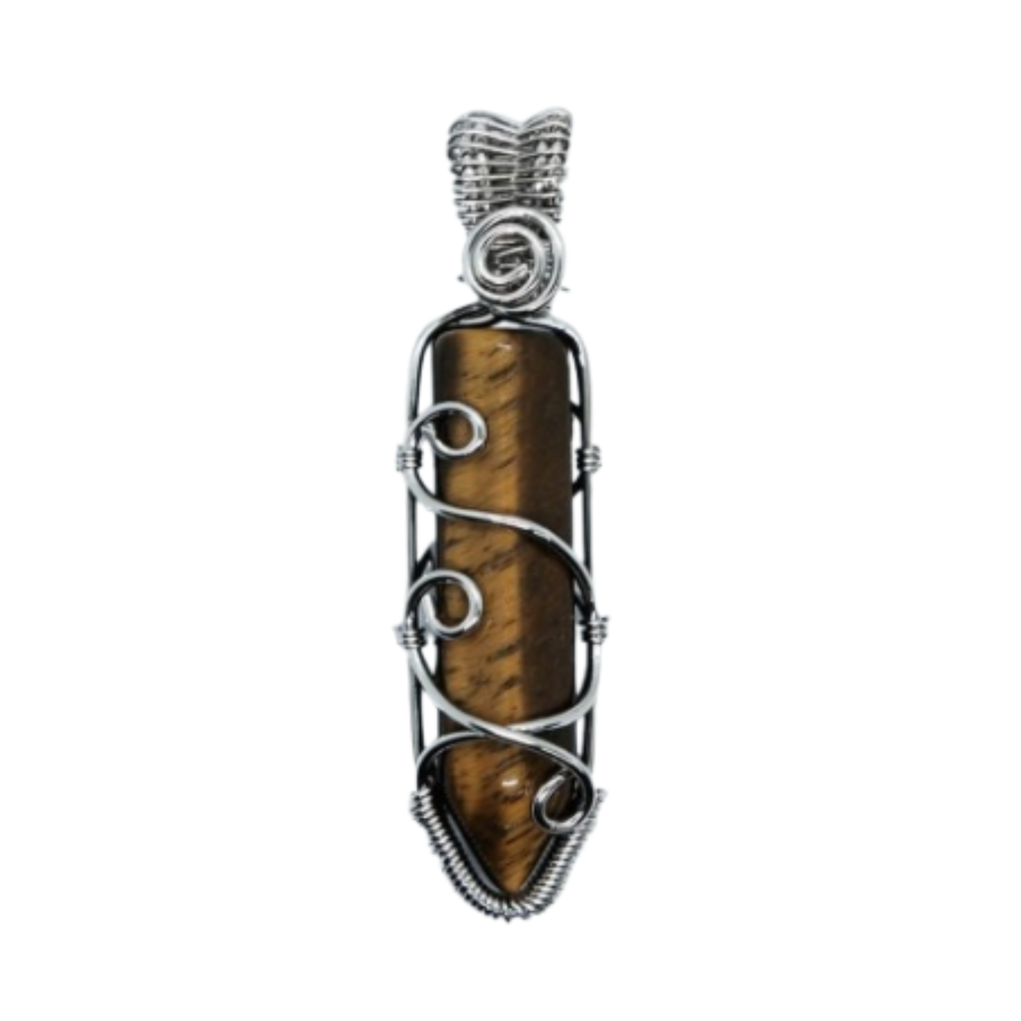 Tiger's Eye Wired Point Pendant Necklace