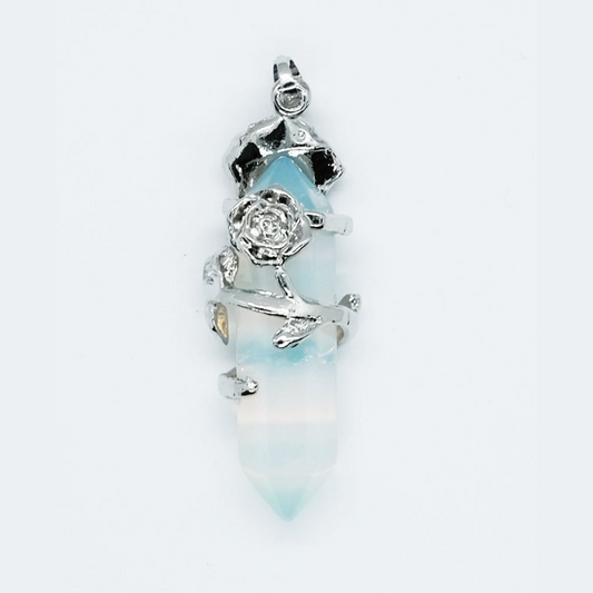 Opalite Rose Wand Pendant Necklace