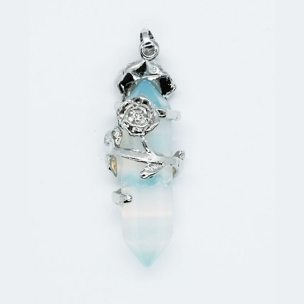 Opalite Rose Wand Pendant Necklace