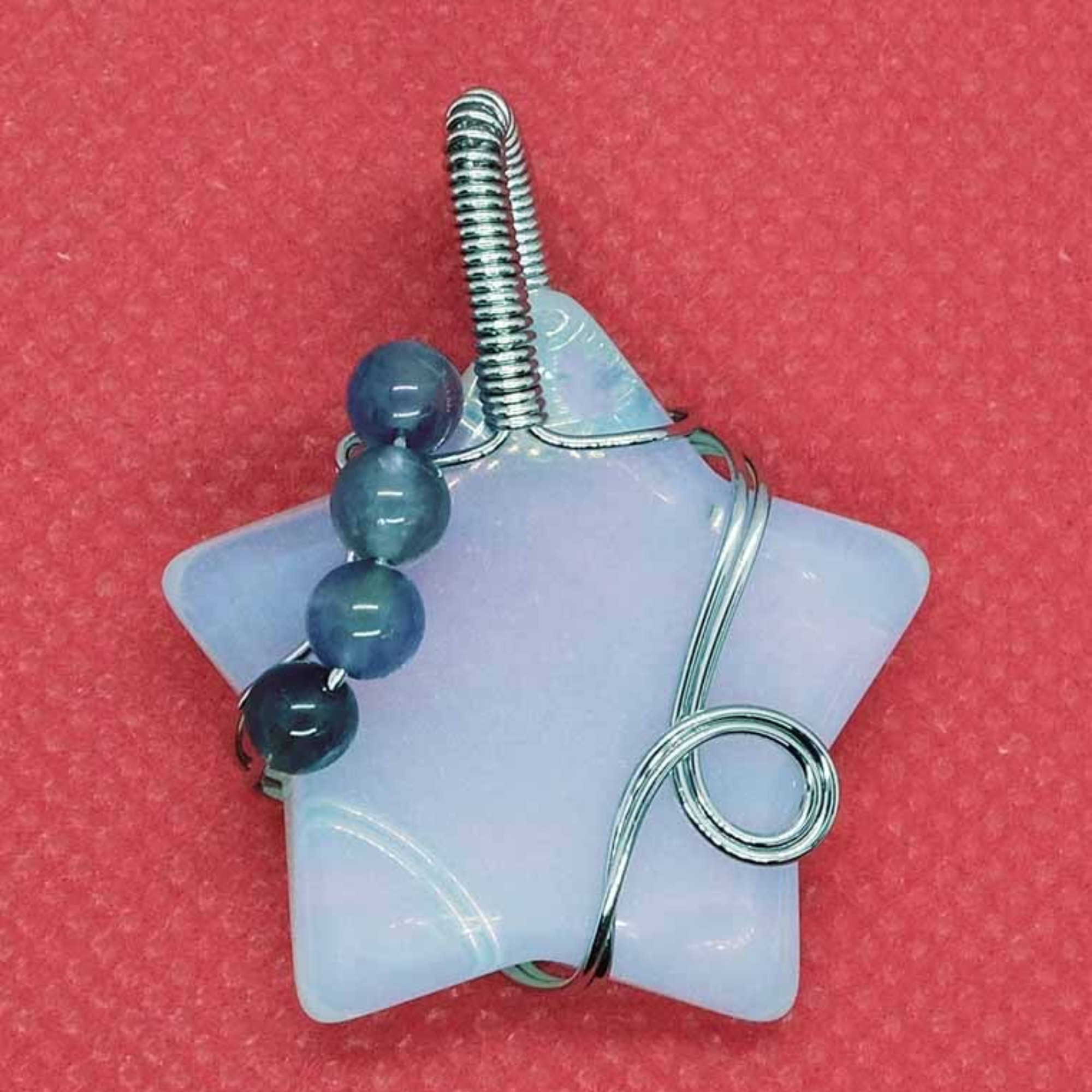 Opalite Wired Star with Amethyst Beads Pendant Necklace